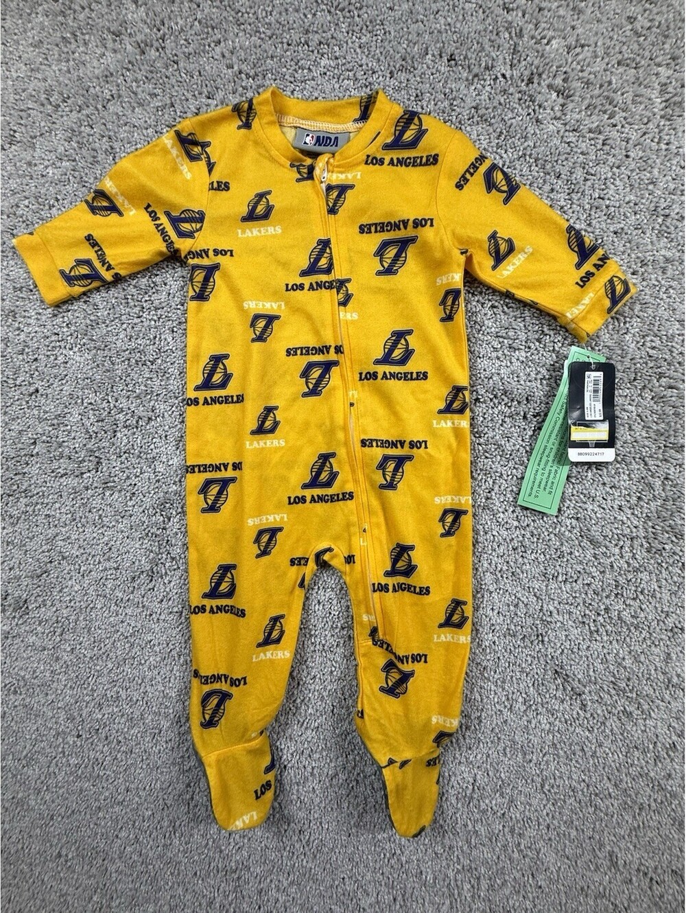 Los Angeles Lakers Coverall Footed Pajama Sleeper Fleece Unisex Kids Size 6-9m